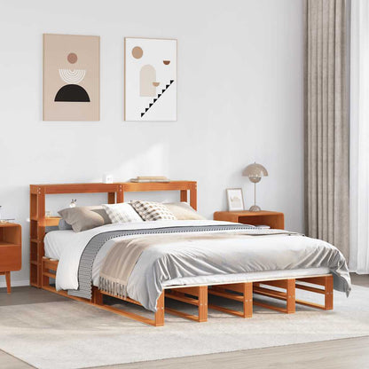 vidaXL Bed Frame without Mattress Wax Brown 120x190 cm Small Double Solid Wood Pine
