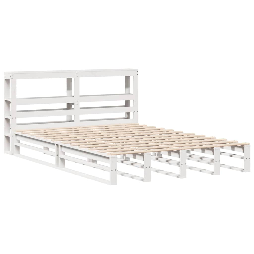 vidaXL Bed Frame without Mattress White 135x190 cm Double Solid Wood Pine