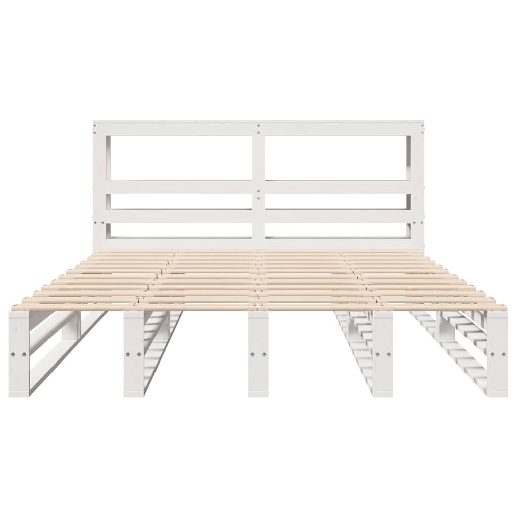 vidaXL Bed Frame without Mattress White 135x190 cm Double Solid Wood Pine