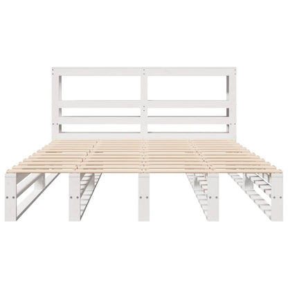 vidaXL Bed Frame without Mattress White 135x190 cm Double Solid Wood Pine