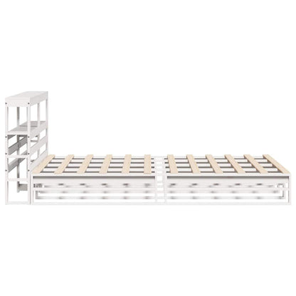 vidaXL Bed Frame without Mattress White 135x190 cm Double Solid Wood Pine