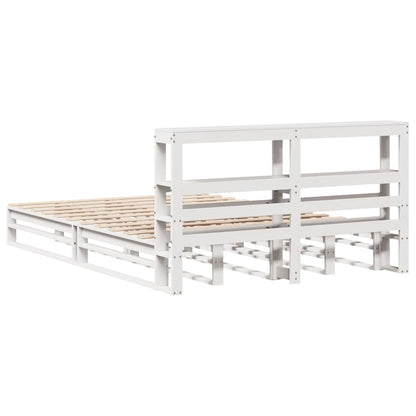 vidaXL Bed Frame without Mattress White 135x190 cm Double Solid Wood Pine
