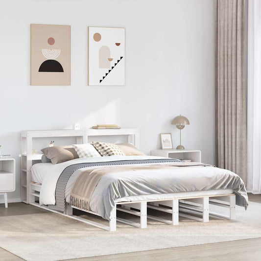 vidaXL Bed Frame without Mattress White 135x190 cm Double Solid Wood Pine