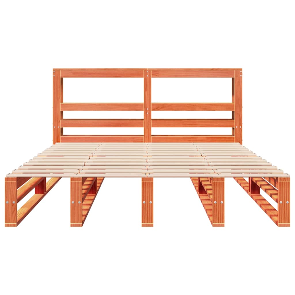 vidaXL Bed Frame without Mattress Wax Brown 140x190 cm Solid Wood Pine