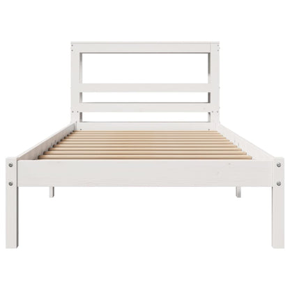 vidaXL Bed Frame without Mattress White 75x190 cm Small Single Solid Wood Pine