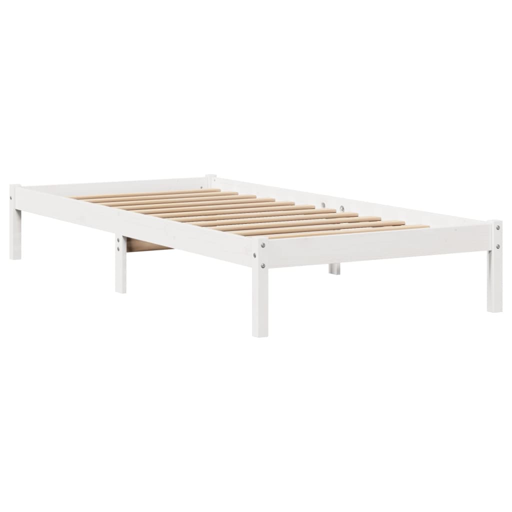 vidaXL Bed Frame without Mattress White 75x190 cm Small Single Solid Wood Pine