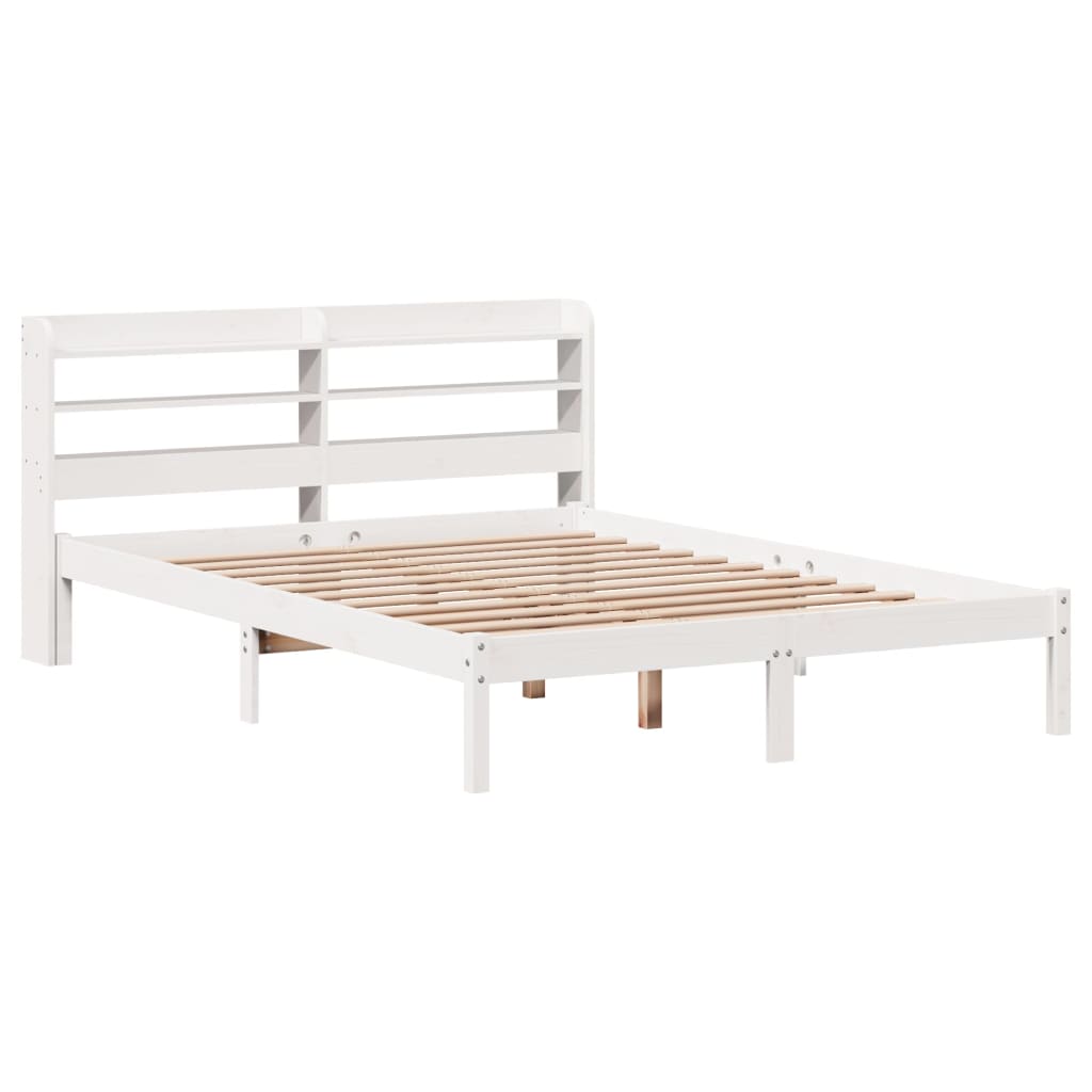 vidaXL Bed Frame without Mattress White 135x190 cm Double Solid Wood Pine