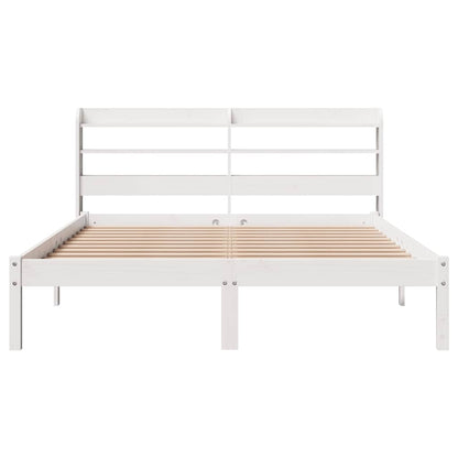 vidaXL Bed Frame without Mattress White 135x190 cm Double Solid Wood Pine
