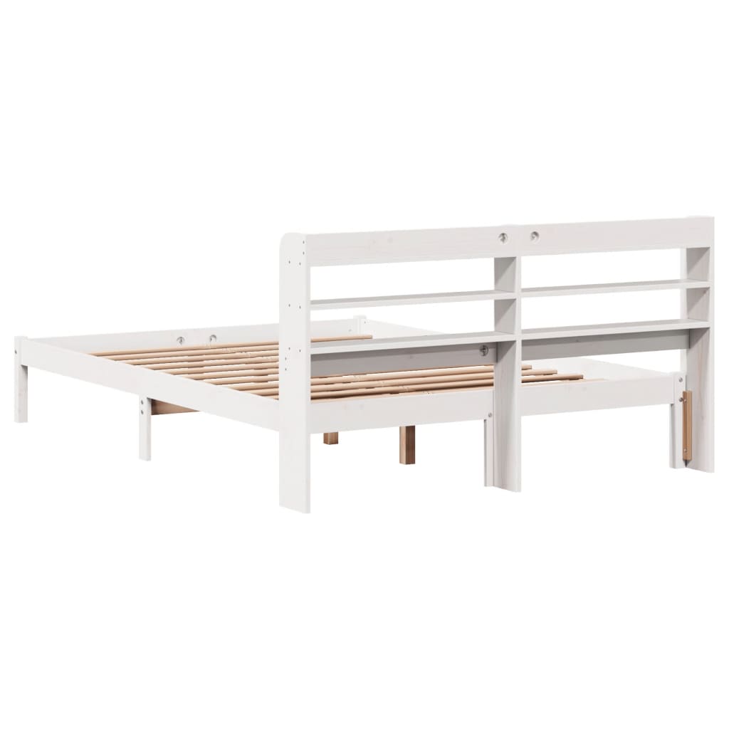 vidaXL Bed Frame without Mattress White 135x190 cm Double Solid Wood Pine