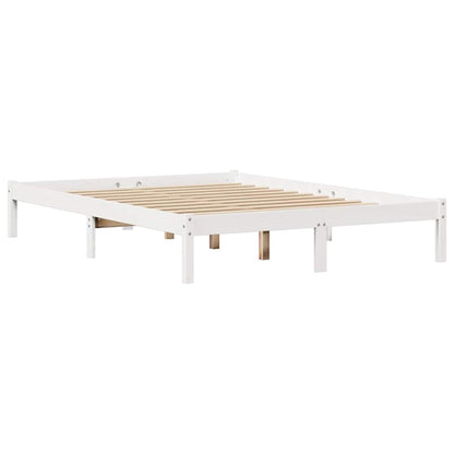 vidaXL Bed Frame without Mattress White 135x190 cm Double Solid Wood Pine