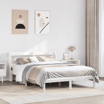 vidaXL Bed Frame without Mattress White 135x190 cm Double Solid Wood Pine