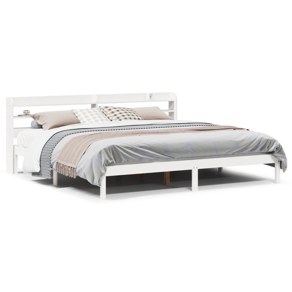 vidaXL Bed Frame without Mattress White 180x200 cm Super King Solid Wood Pine