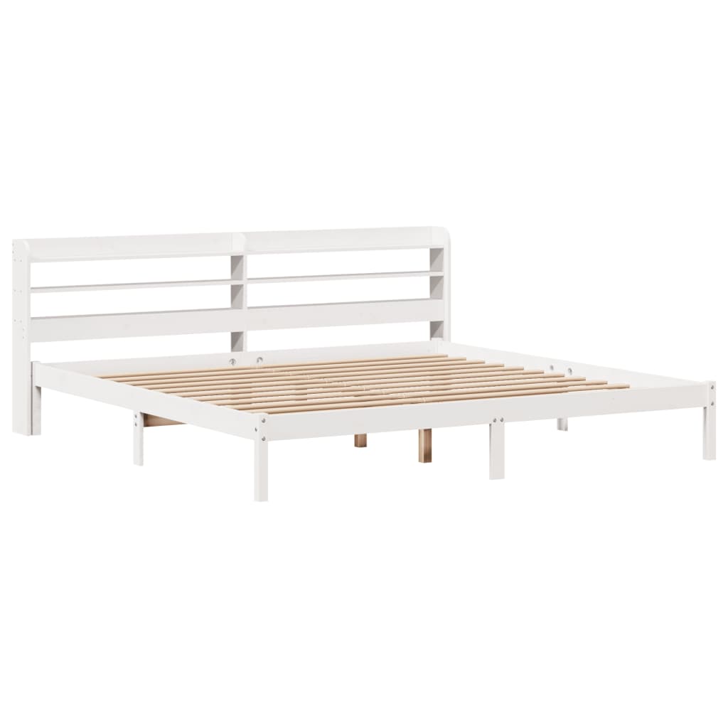 vidaXL Bed Frame without Mattress White 180x200 cm Super King Solid Wood Pine