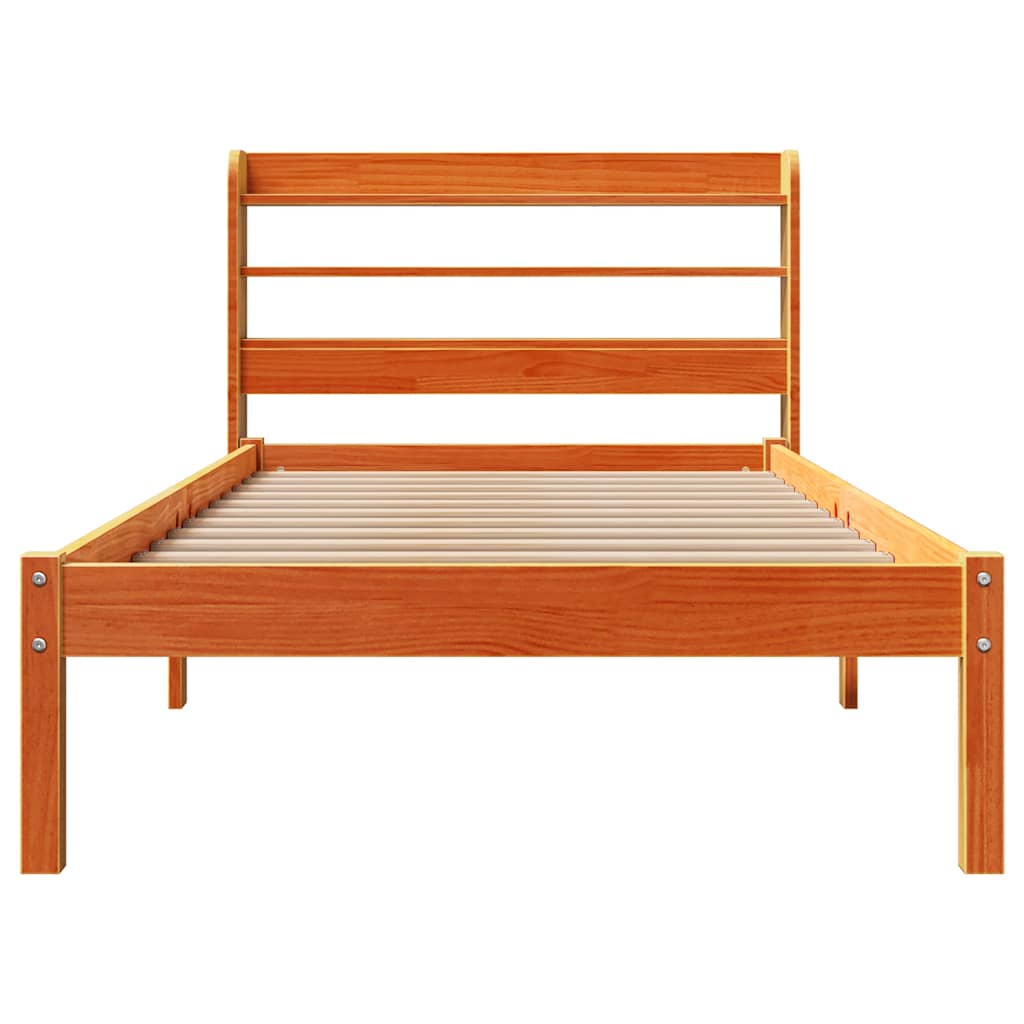 vidaXL Bed Frame with Headboard without Mattress Wax Brown 75x190 cm Small Single