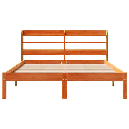 vidaXL Bed Frame with Headboard without Mattress Wax Brown 135x190 cm Double