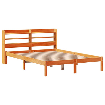 vidaXL Bed Frame with Headboard without Mattress Wax Brown 140x190 cm