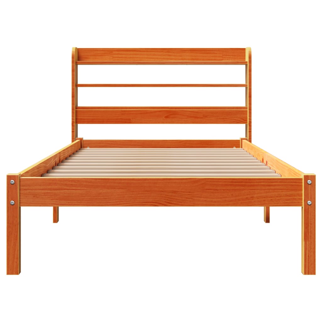 vidaXL Bed Frame with Headboard without Mattress Wax Brown 100x200 cm