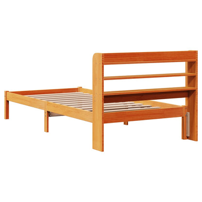 vidaXL Bed Frame with Headboard without Mattress Wax Brown 100x200 cm