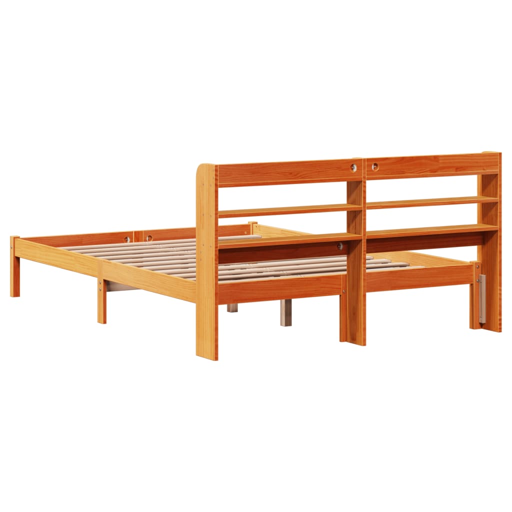 vidaXL Bed Frame with Headboard without Mattress Wax Brown 120x200 cm