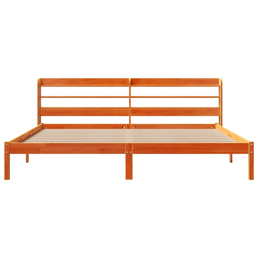 vidaXL Bed Frame with Headboard without Mattress Wax Brown 200x200 cm