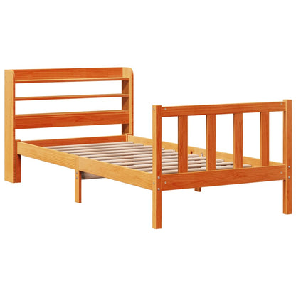 vidaXL Bed Frame with Headboard without Mattress Wax Brown 100x200 cm