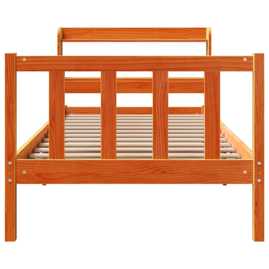 vidaXL Bed Frame with Headboard without Mattress Wax Brown 100x200 cm