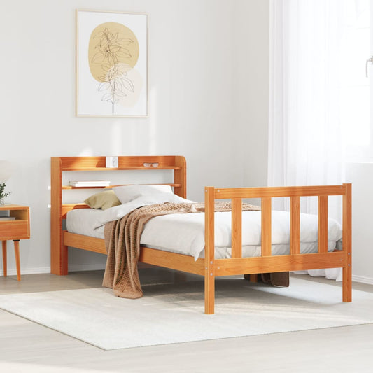 vidaXL Bed Frame with Headboard without Mattress Wax Brown 100x200 cm