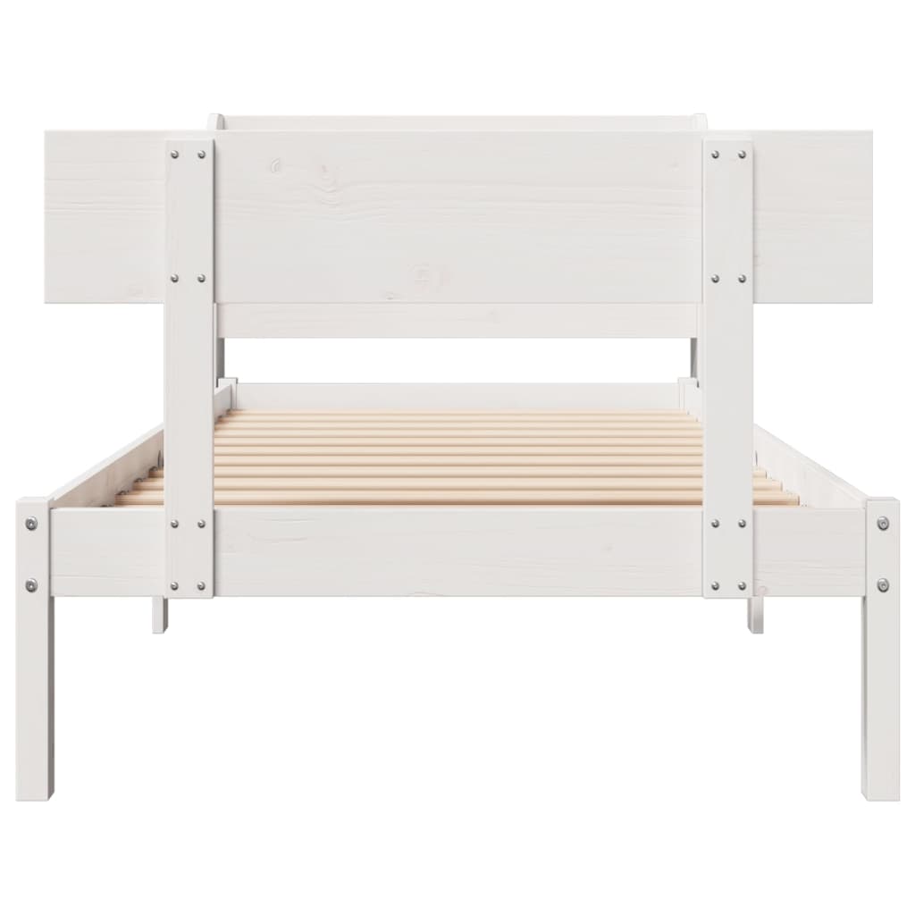 vidaXL Bed Frame without Mattress White 75x190 cm Small Single Solid Wood Pine