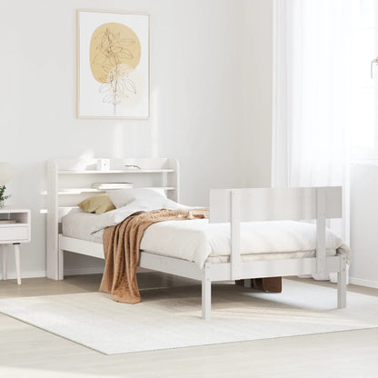 vidaXL Bed Frame without Mattress White 75x190 cm Small Single Solid Wood Pine