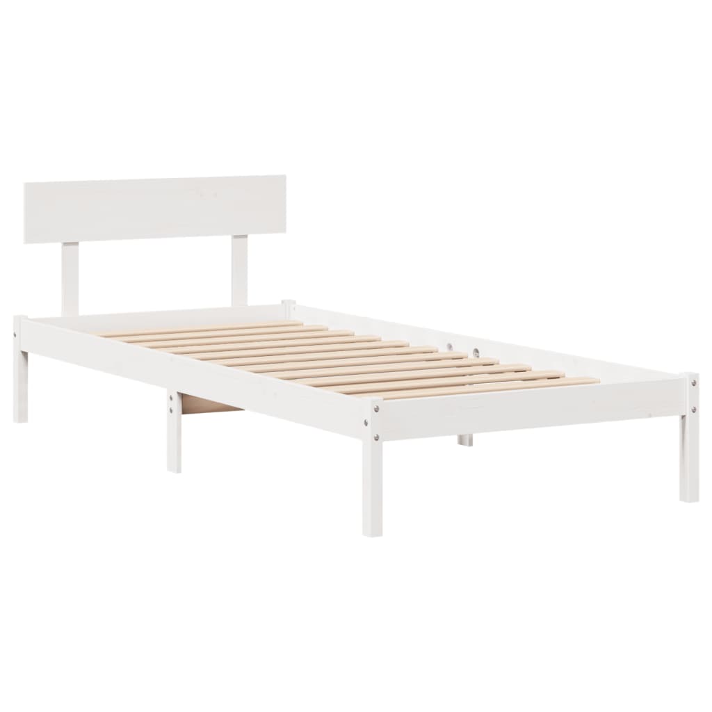 vidaXL Bed Frame without Mattress White 90x190 cm Single Solid Wood Pine