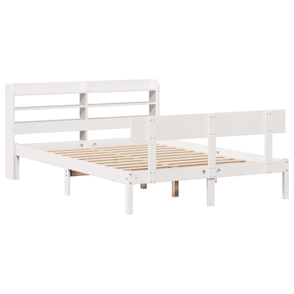 vidaXL Bed Frame without Mattress White 135x190 cm Double Solid Wood Pine