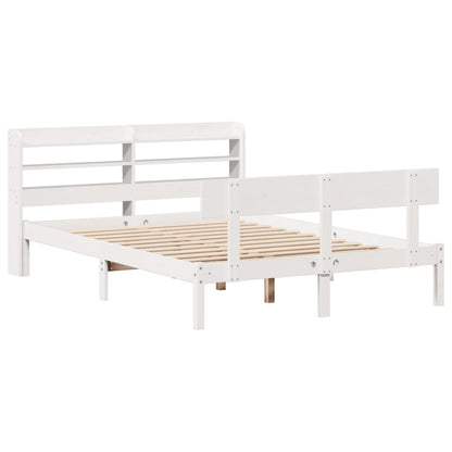 vidaXL Bed Frame without Mattress White 135x190 cm Double Solid Wood Pine