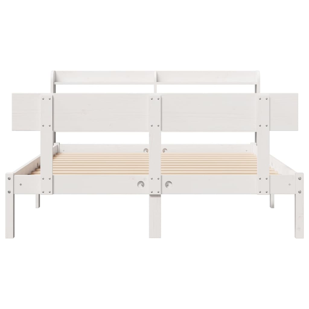 vidaXL Bed Frame without Mattress White 135x190 cm Double Solid Wood Pine