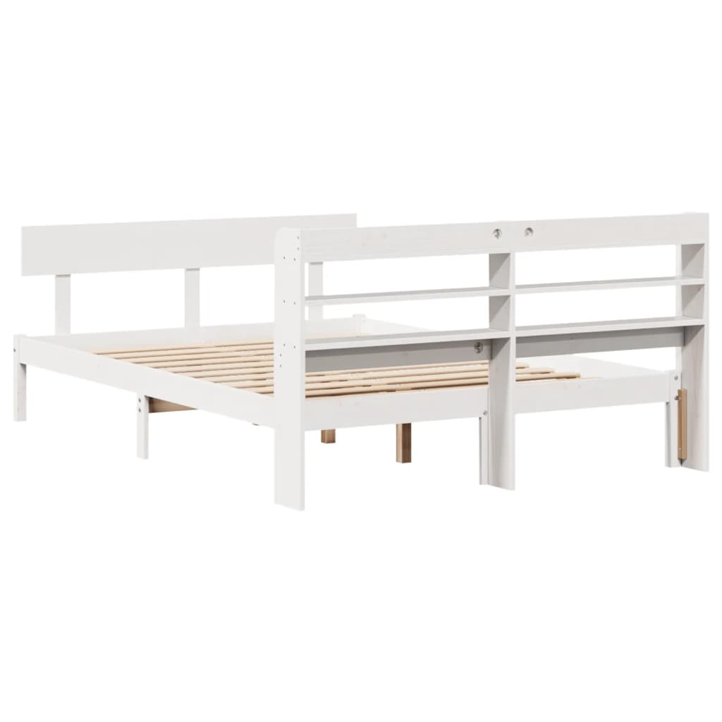 vidaXL Bed Frame without Mattress White 135x190 cm Double Solid Wood Pine