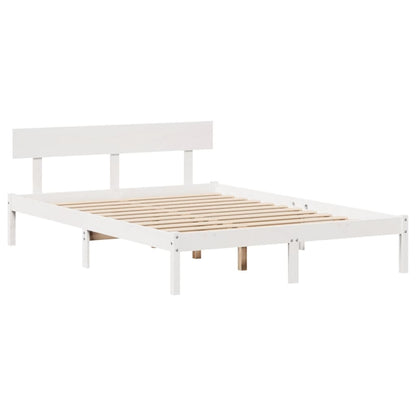 vidaXL Bed Frame without Mattress White 135x190 cm Double Solid Wood Pine