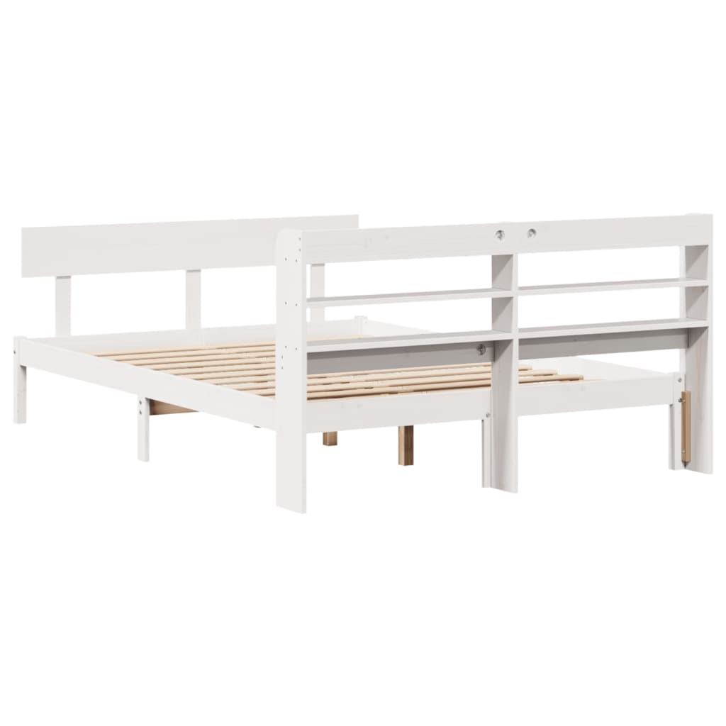 vidaXL Bed Frame without Mattress White 140x200 cm Solid Wood Pine