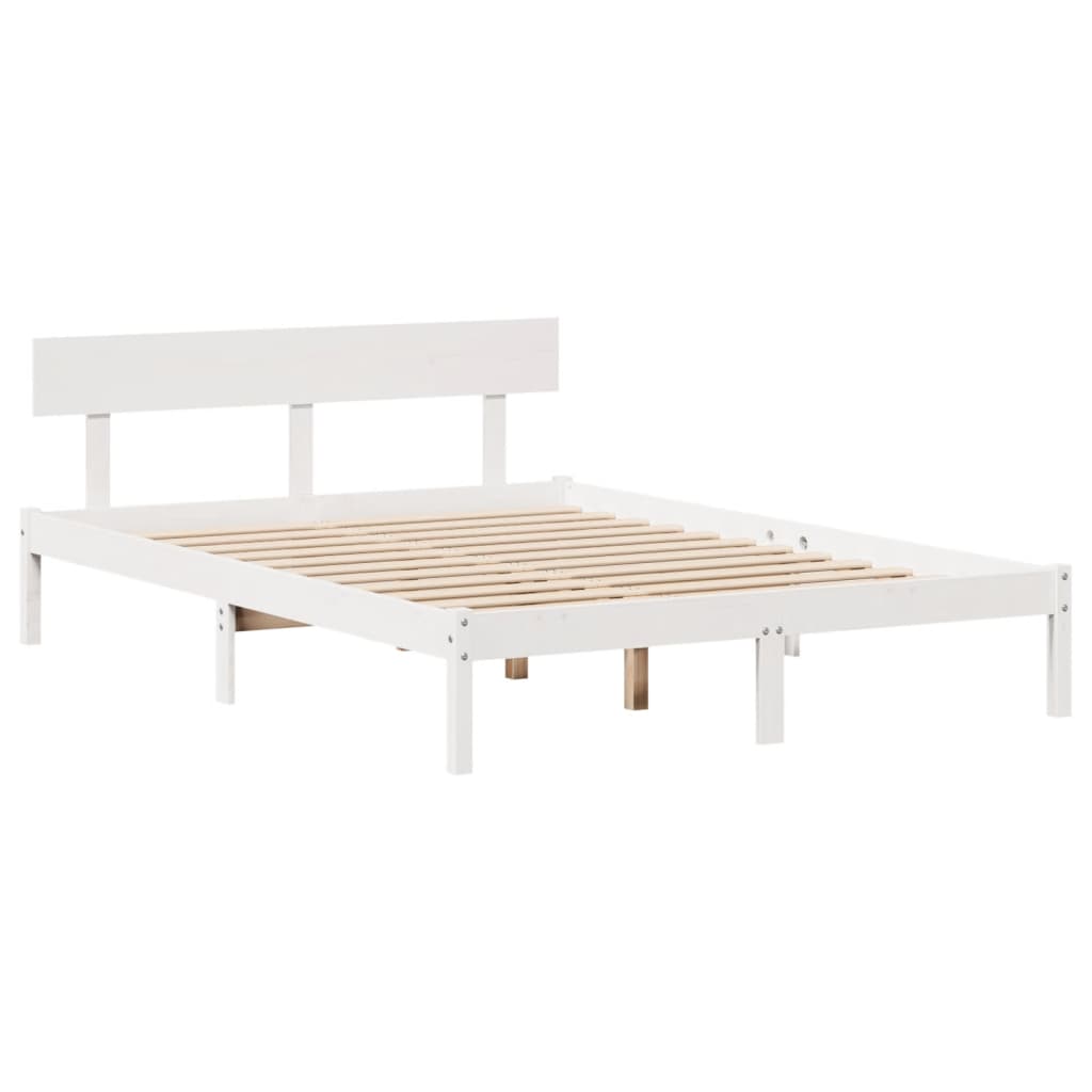 vidaXL Bed Frame without Mattress White 140x200 cm Solid Wood Pine