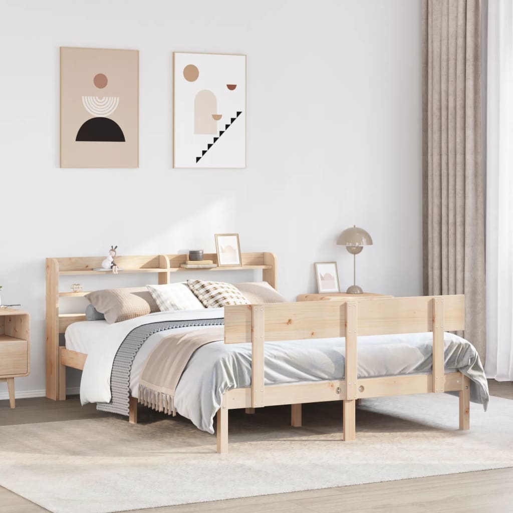 vidaXL Bed Frame without Mattress 150x200 cm King Size Solid Wood Pine