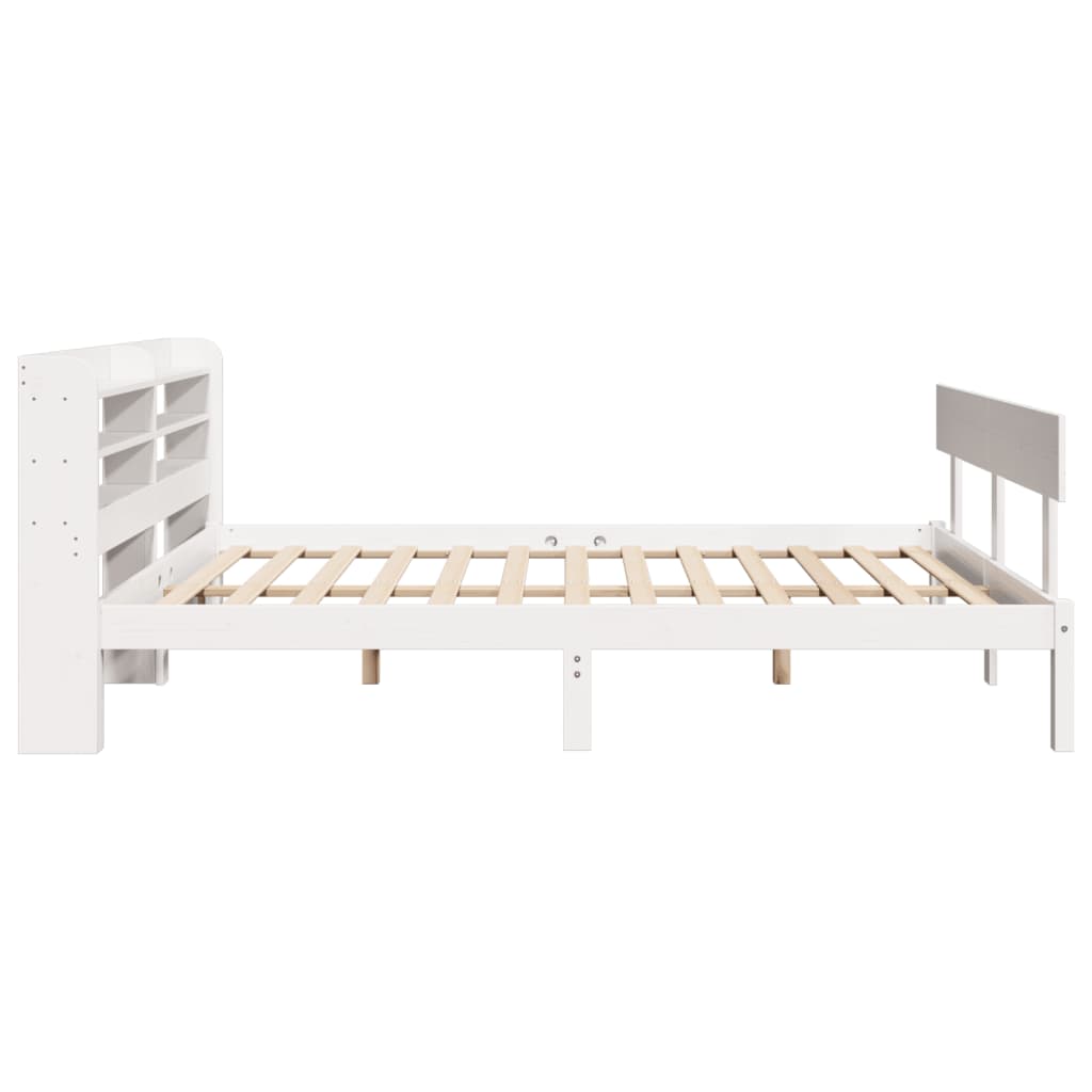 vidaXL Bed Frame without Mattress White 150x200 cm King Size Solid Wood Pine