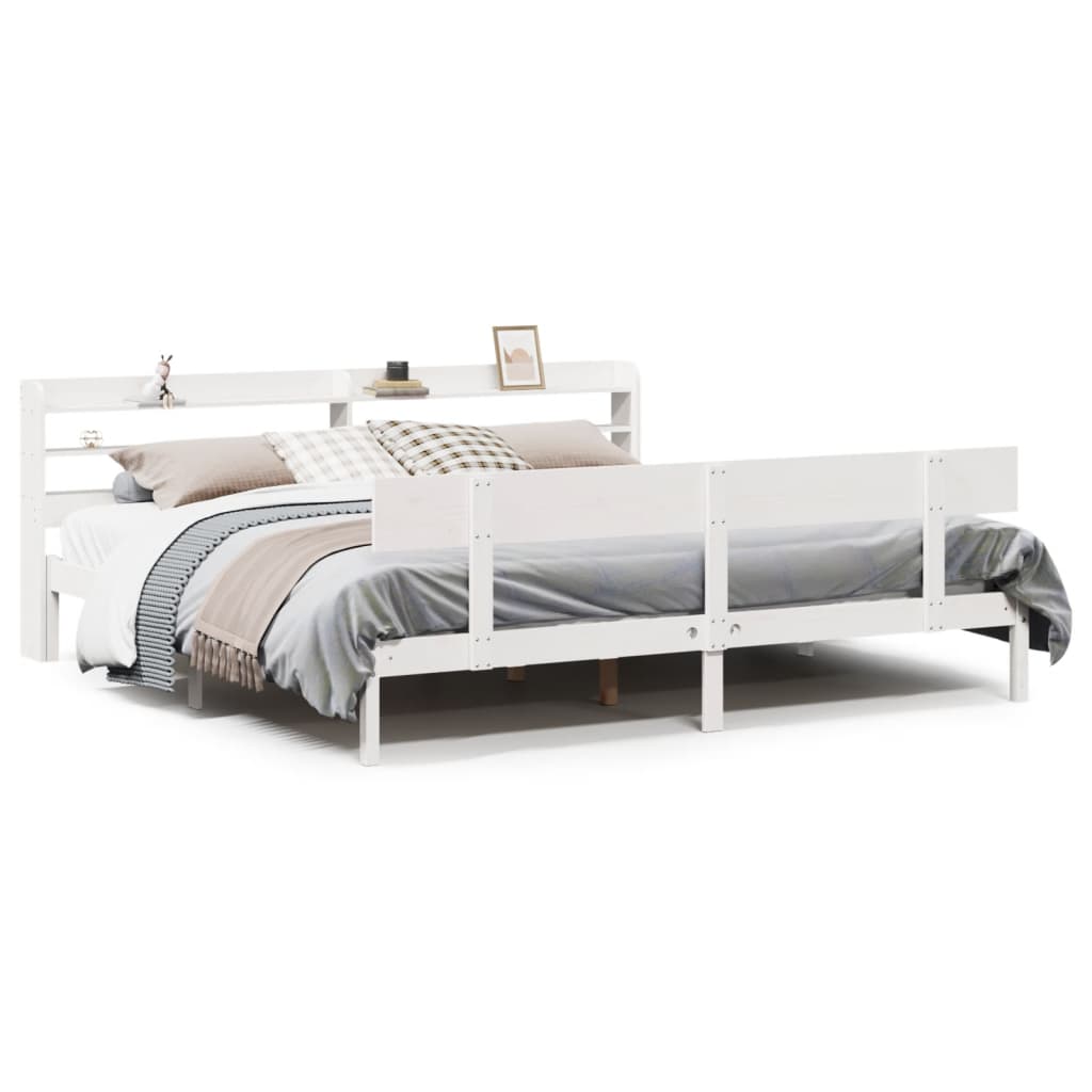 vidaXL Bed Frame without Mattress White 180x200 cm Super King Solid Wood Pine