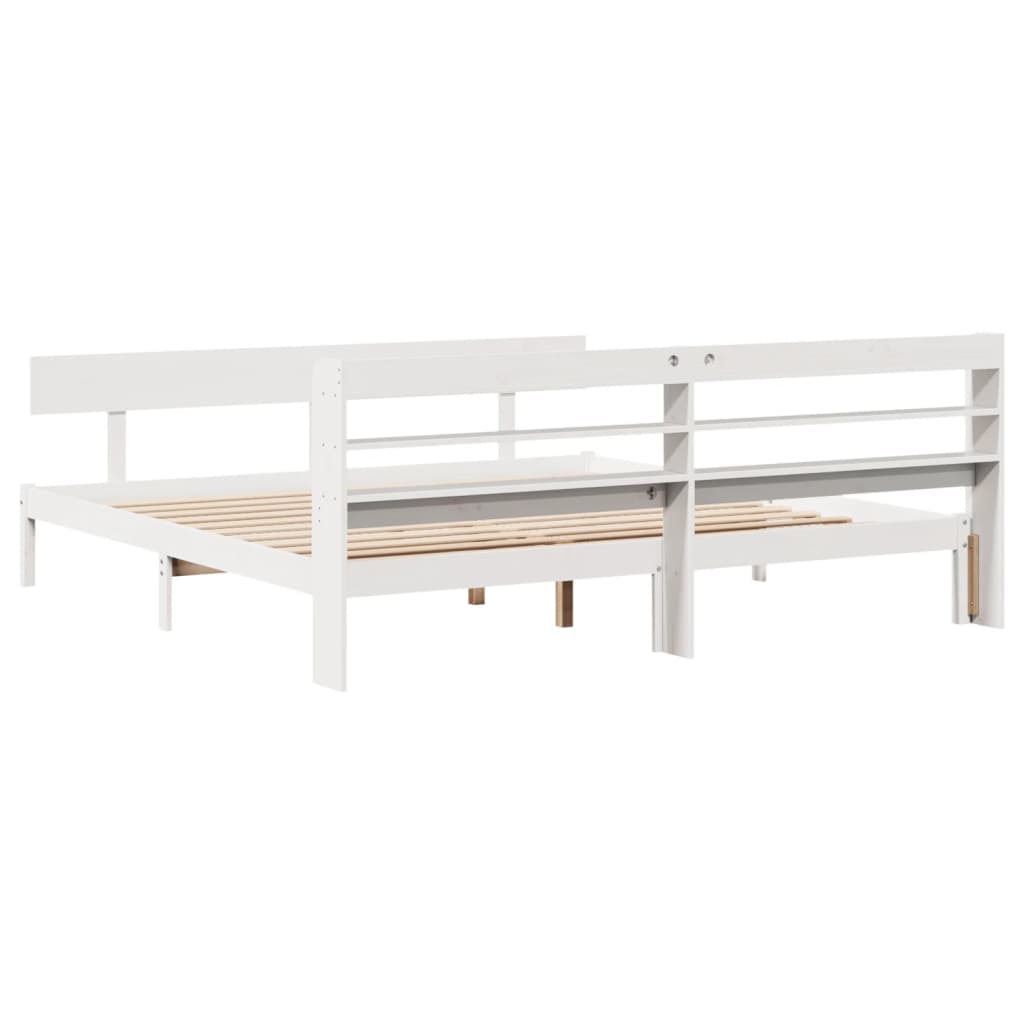 vidaXL Bed Frame without Mattress White 180x200 cm Super King Solid Wood Pine