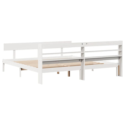 vidaXL Bed Frame without Mattress White 180x200 cm Super King Solid Wood Pine