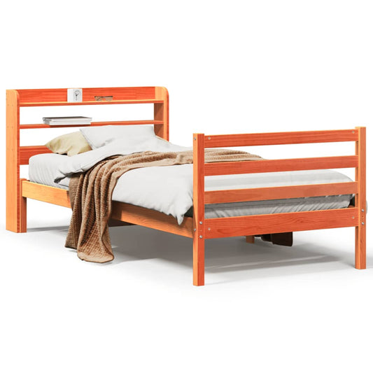 vidaXL Bed Frame without Mattress Wax Brown 75x190 cm Small Single Solid Wood Pine
