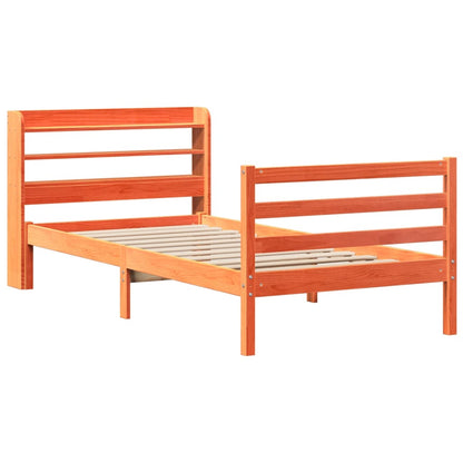 vidaXL Bed Frame without Mattress Wax Brown 75x190 cm Small Single Solid Wood Pine
