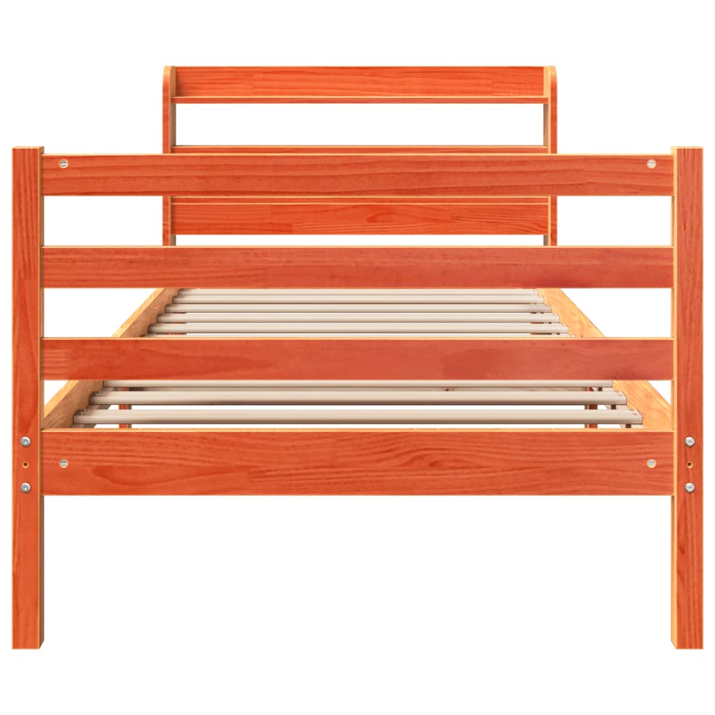vidaXL Bed Frame without Mattress Wax Brown 75x190 cm Small Single Solid Wood Pine