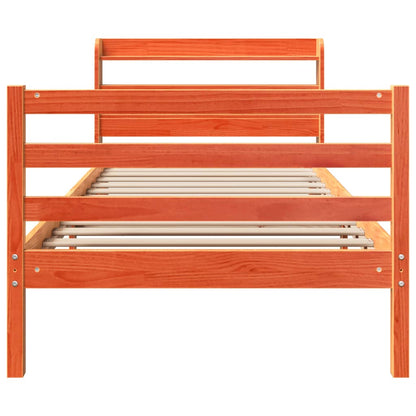 vidaXL Bed Frame without Mattress Wax Brown 75x190 cm Small Single Solid Wood Pine