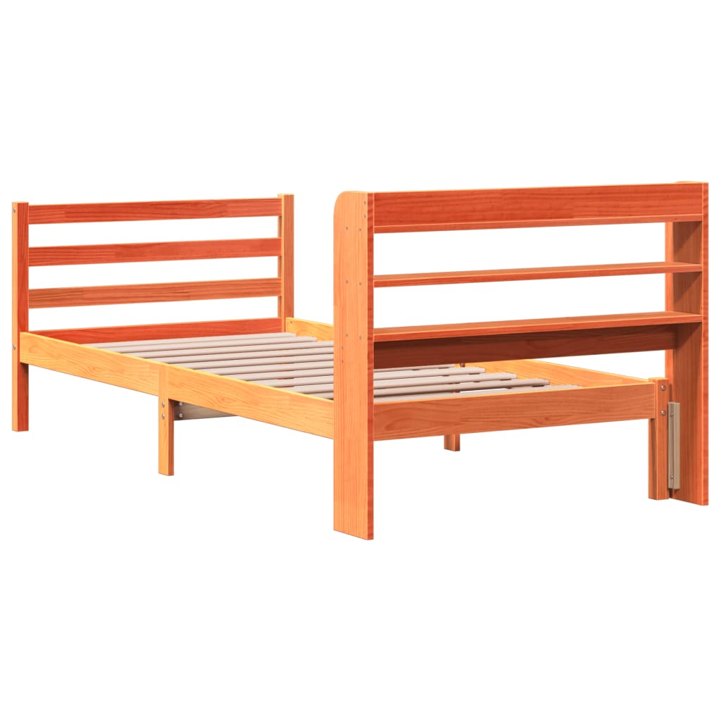 vidaXL Bed Frame without Mattress Wax Brown 75x190 cm Small Single Solid Wood Pine