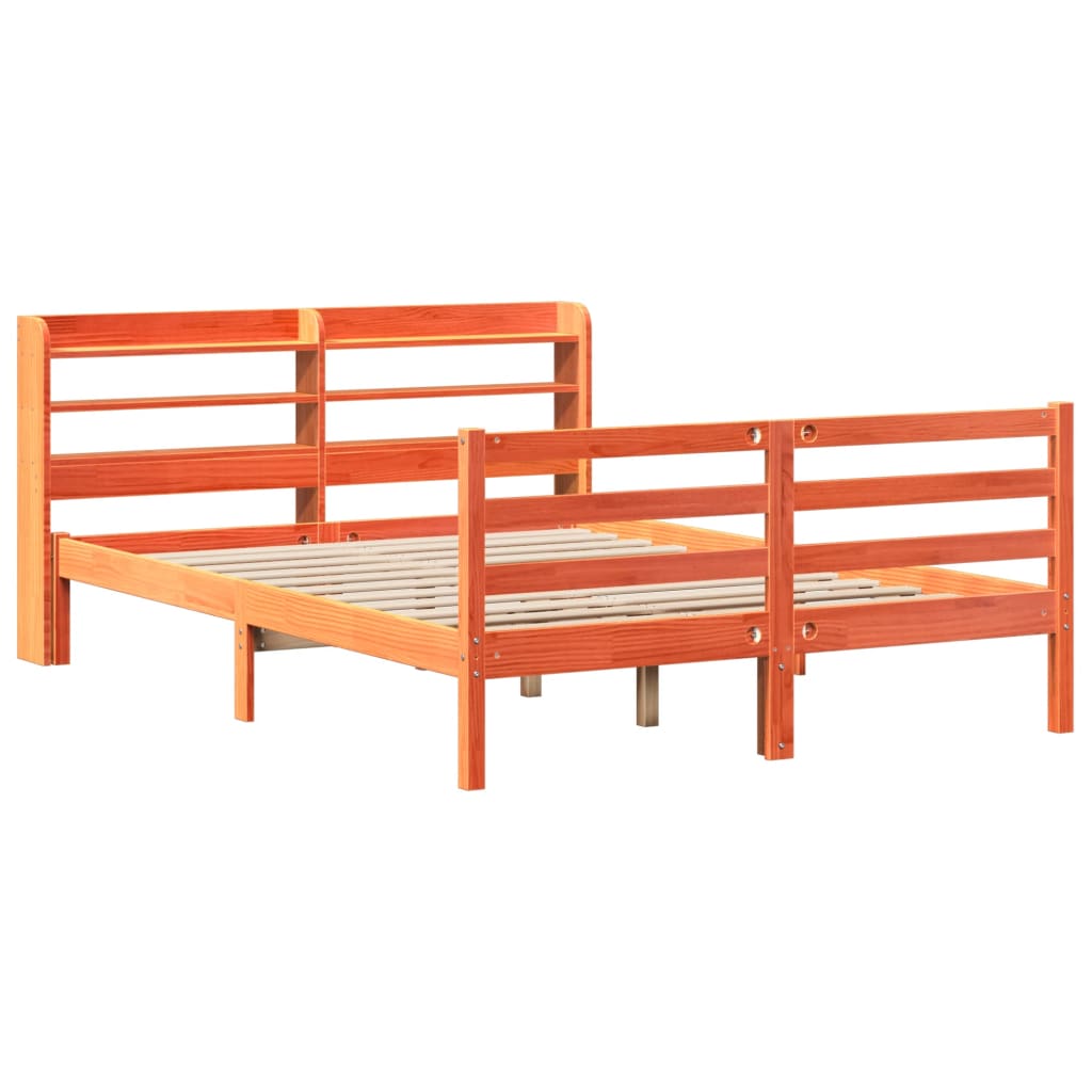 vidaXL Bed Frame without Mattress Wax Brown 120x190 cm Small Double Solid Wood Pine