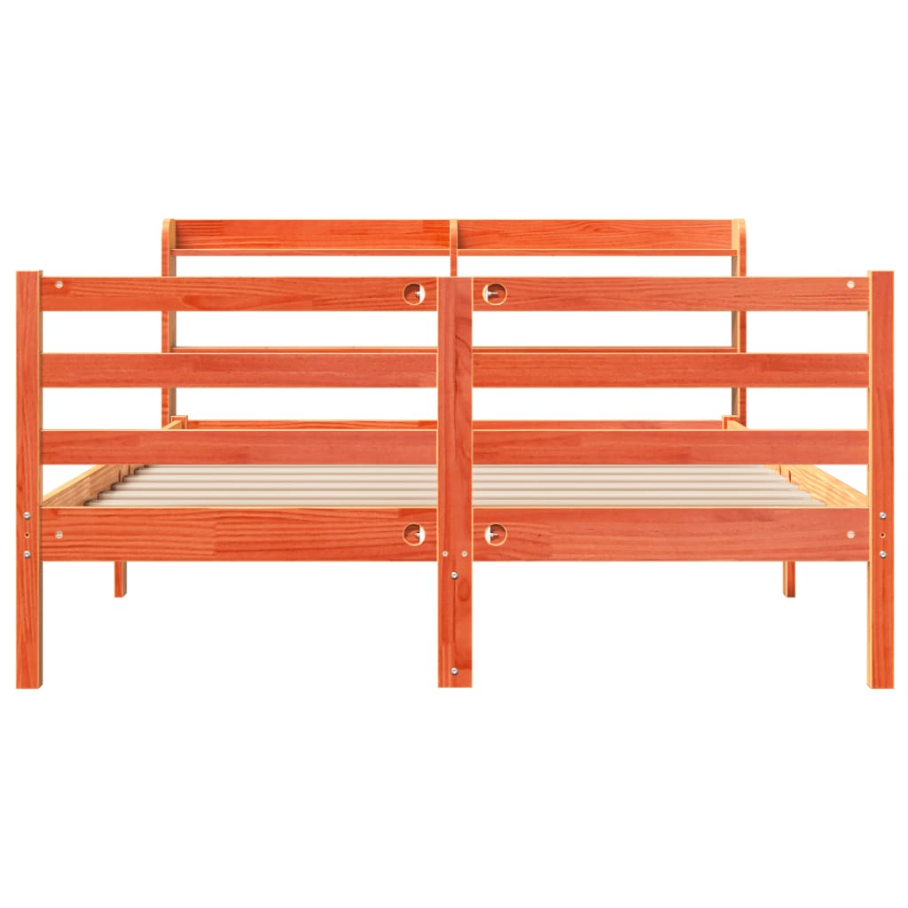 vidaXL Bed Frame without Mattress Wax Brown 120x190 cm Small Double Solid Wood Pine