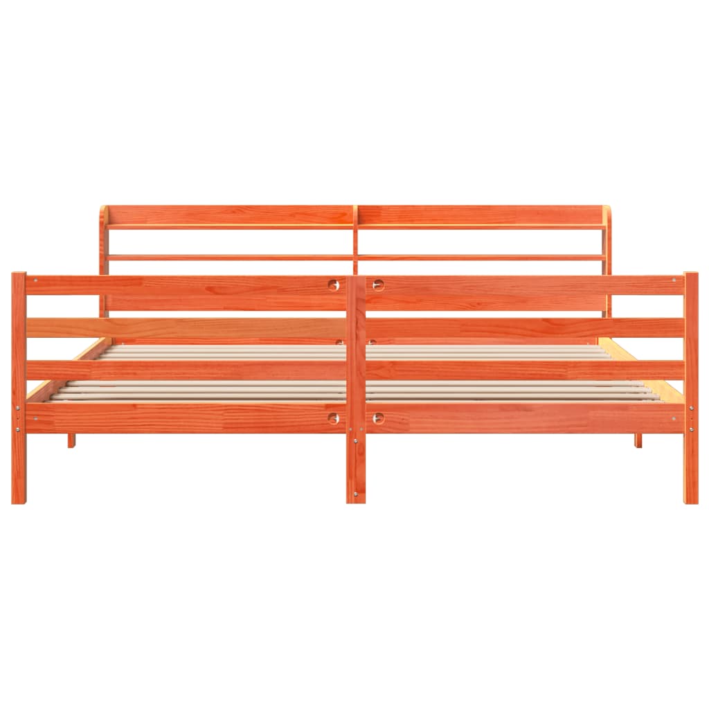 vidaXL Bed Frame without Mattress Wax Brown 200x200 cm Solid Wood Pine